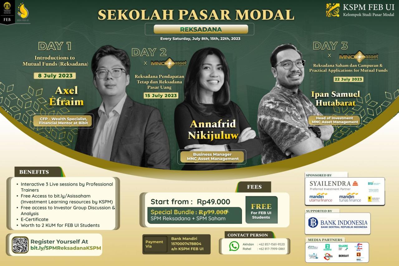 BRI Manajemen Investasi dan KSPM FEB UI Adakan Pelatihan Sekolah Pasar Modal di Jakarta