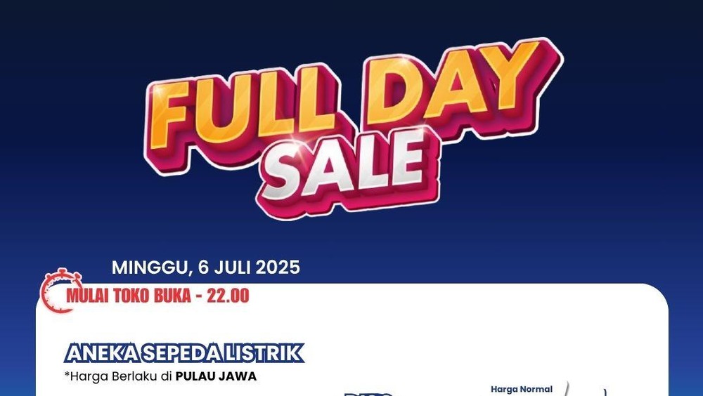 Buruan ke Transmart! Sepeda Listrik Diskon Gede-gedean di Full Day Sale