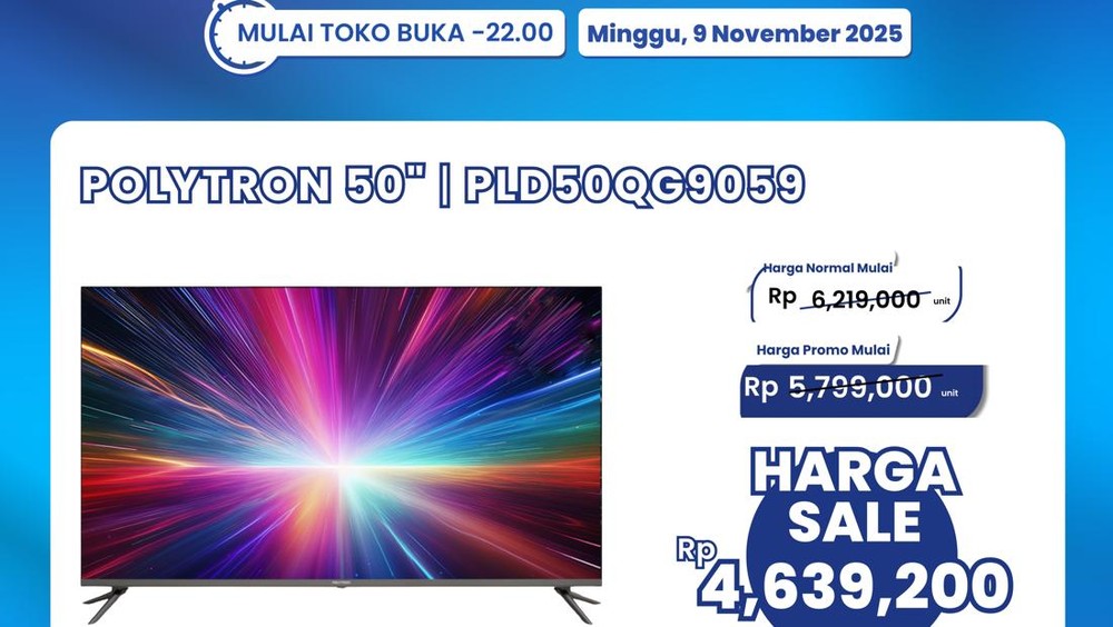 Transmart Full Day Sale: TV 50 Inci Dibanderol Mulai Rp4,6 Juta!